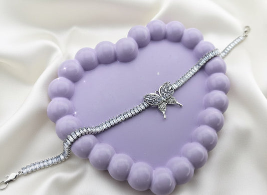 Elegant Butterfly Baguette Crystal Bracelet