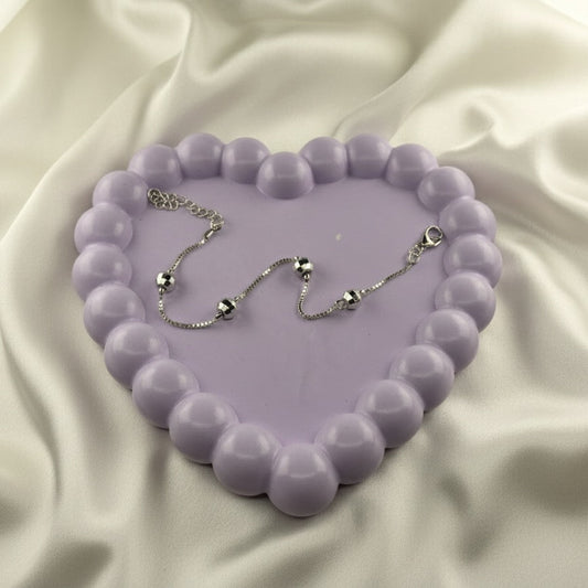 Dainty Silver Beaded Chain Bracelets