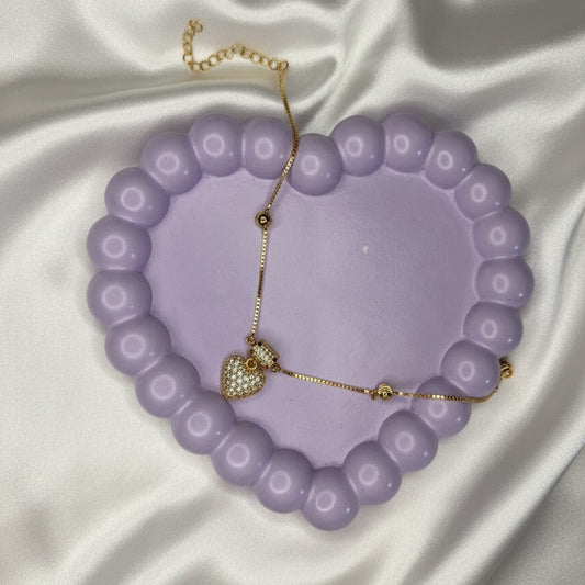 Pavé Heart Charm Bracelets - Gold & Silver