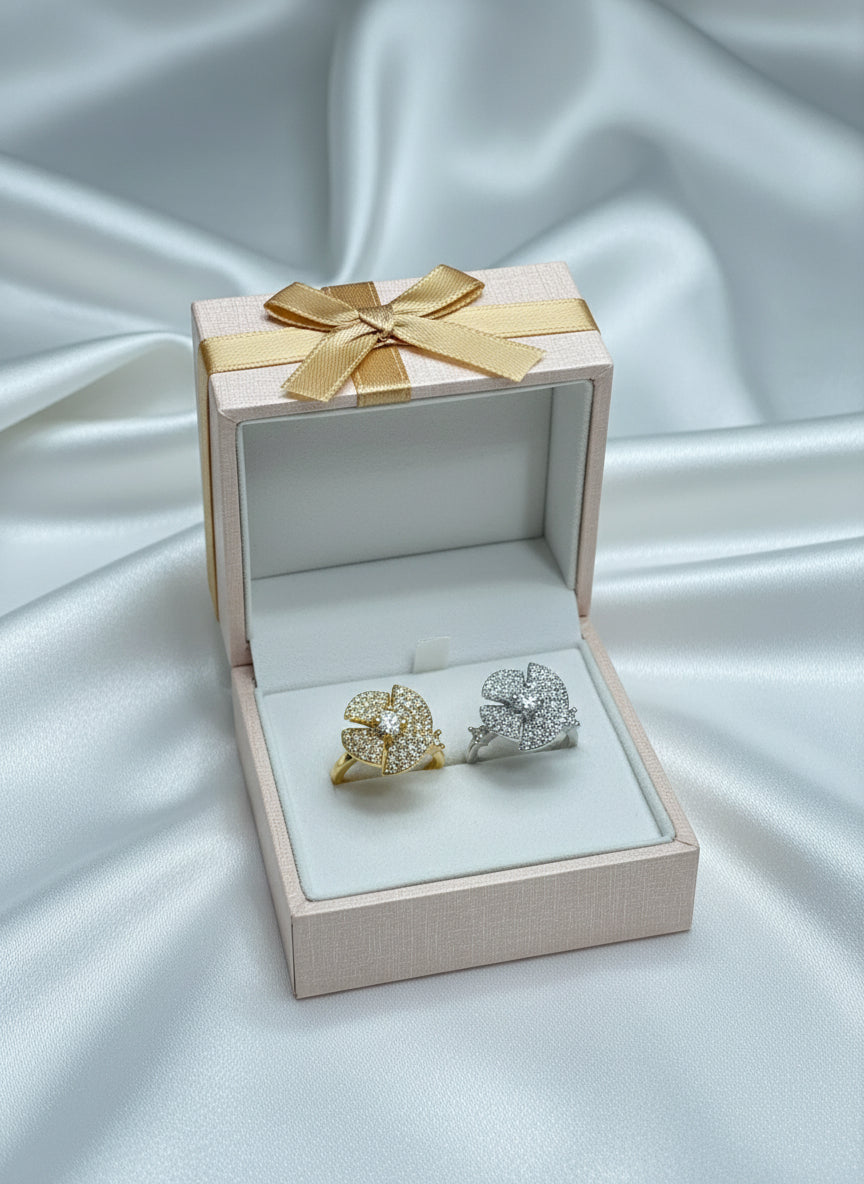 Luxury Crystal Pavé Flower Statement Ring