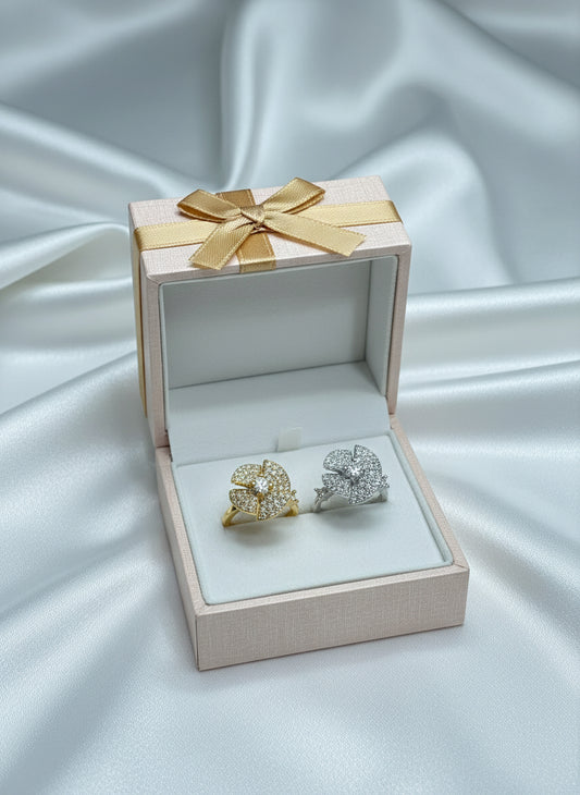 Luxury Crystal Pavé Flower Statement Ring