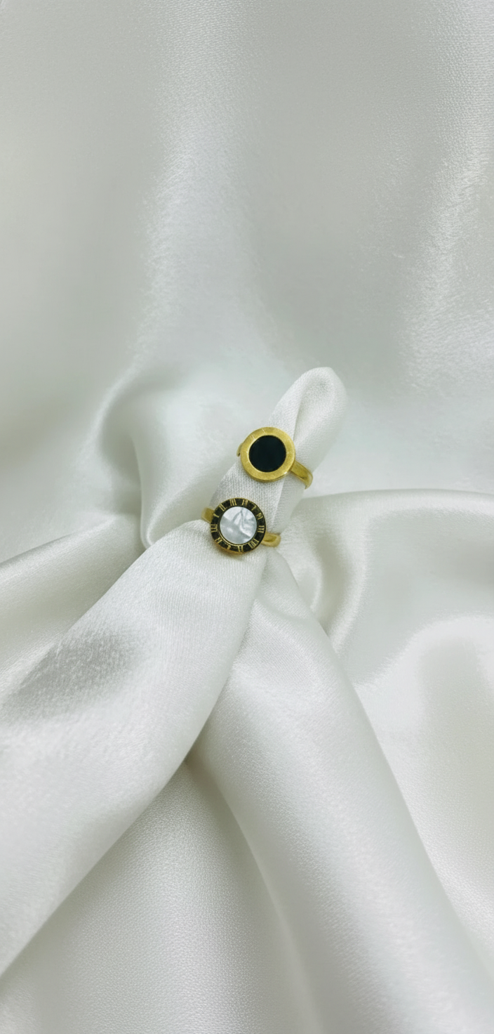 Roman Geometrical Stainless Steel Ring Set