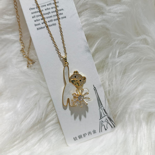 Adorable Bear with Flower Pendant