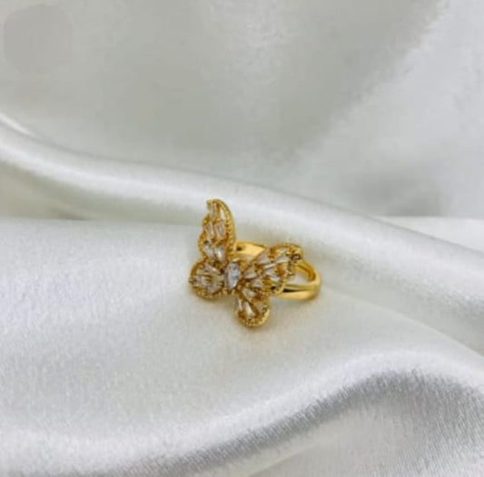 Crystal Butterfly Rings - Gold &; Silver Set