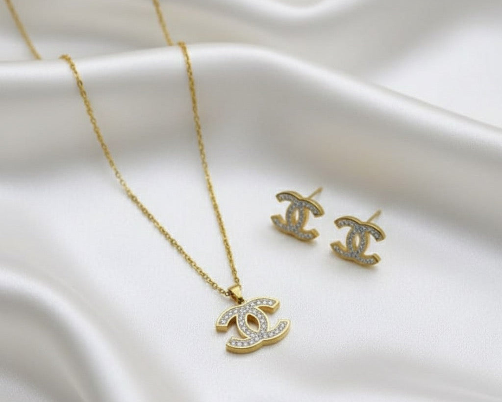 Inspired Channel Necklace &; Earring Set