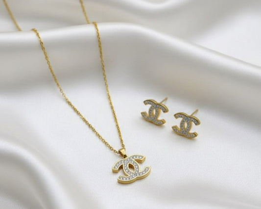 Inspired Channel Necklace &; Earring Set