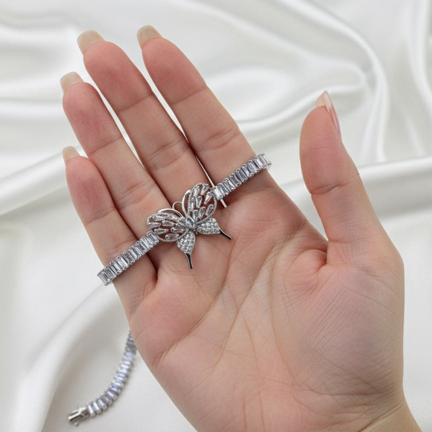 Elegant Butterfly Baguette Crystal Bracelet