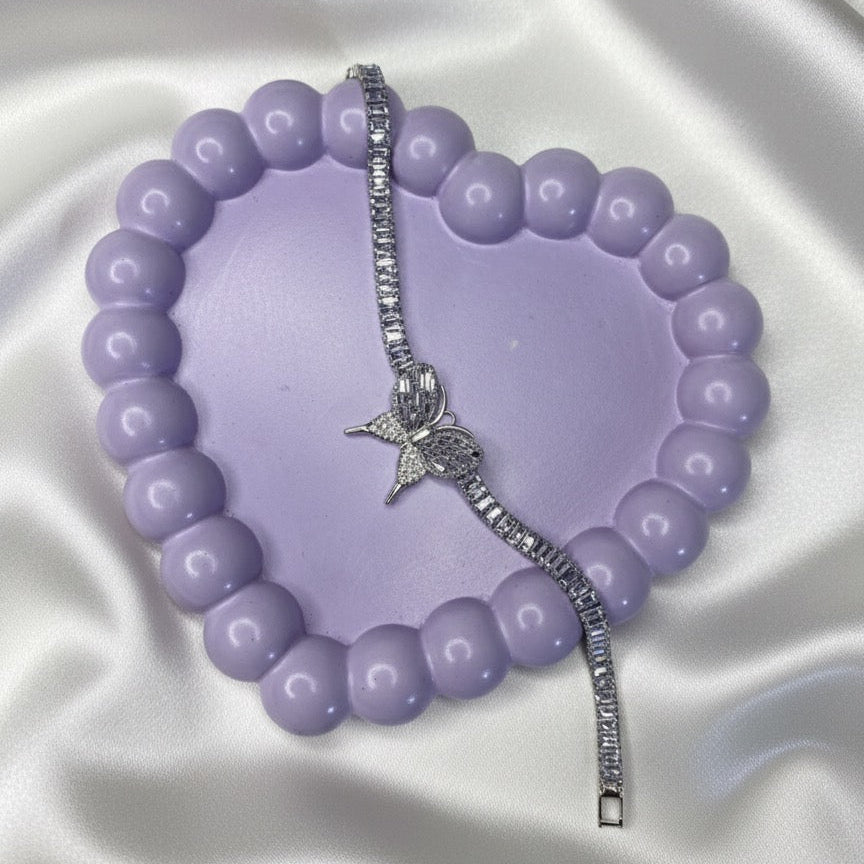 Elegant Butterfly Baguette Crystal Bracelet