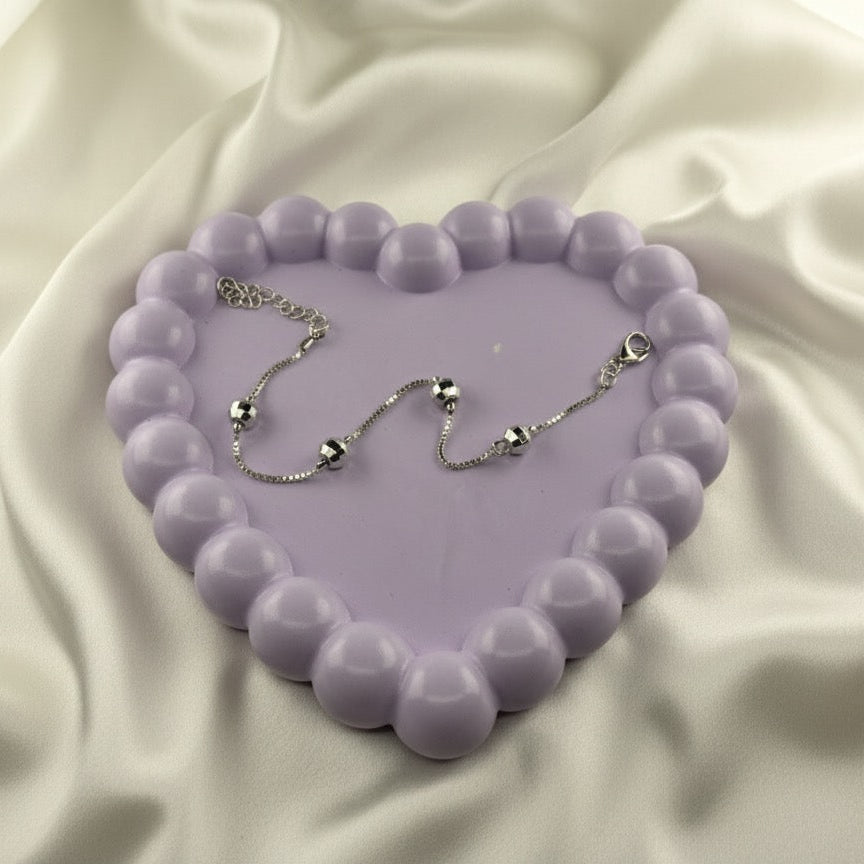 Dainty Silver Beaded Chain Bracelets