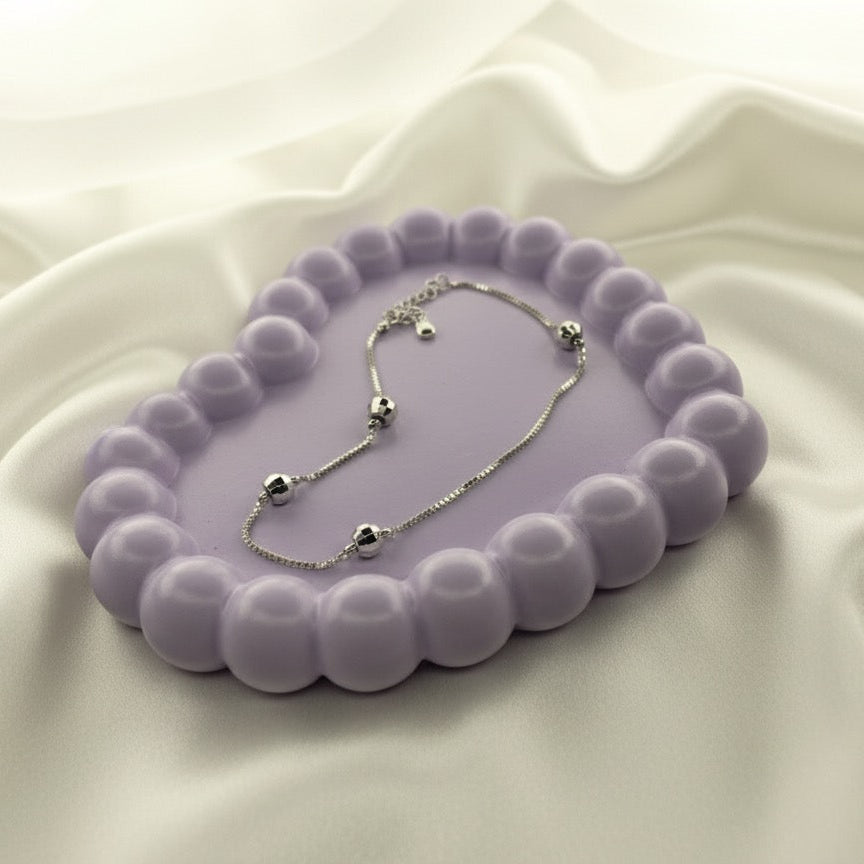 Dainty Silver Beaded Chain Bracelets