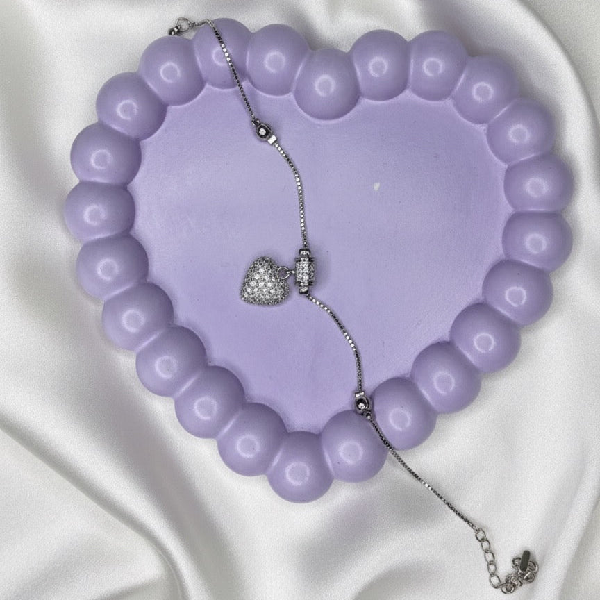 Pavé Heart Charm Bracelets - Gold &amp; Silver