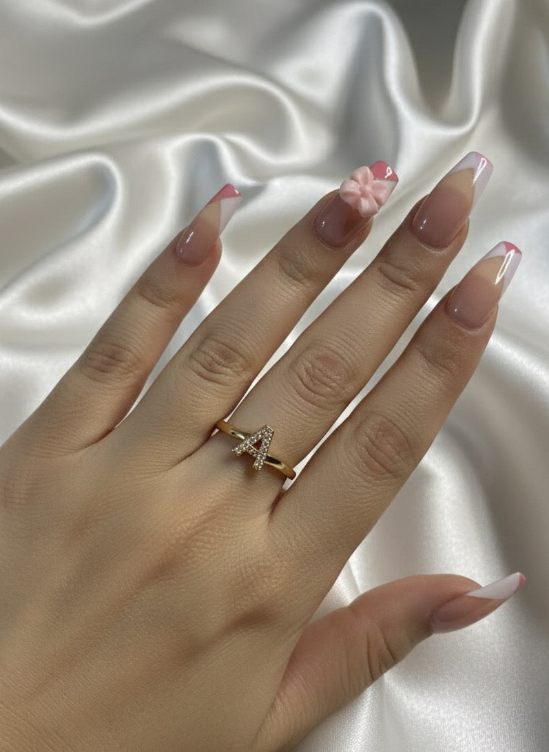 Pavé Initial Letter Rings - Gold Crystal Collection