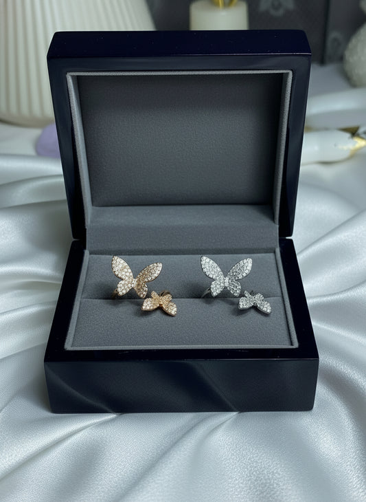 Crystal Butterfly Statement Ring