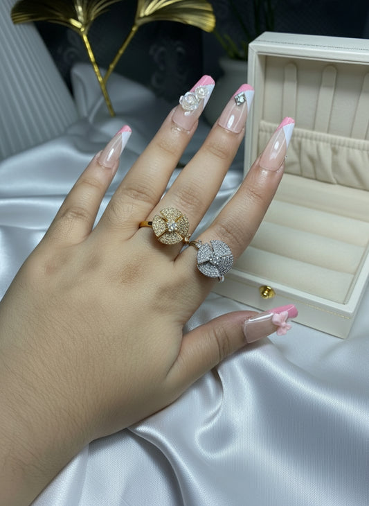 Luxury Crystal Pavé Flower Statement Ring