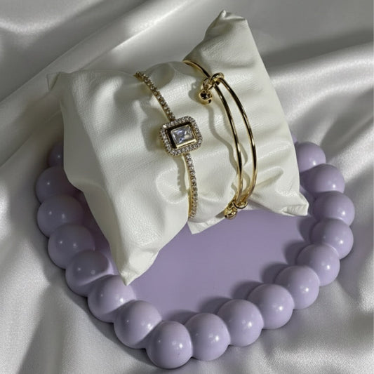 Luxe Bracelet Set - Crystal Halo &amp; Gold Handcuff