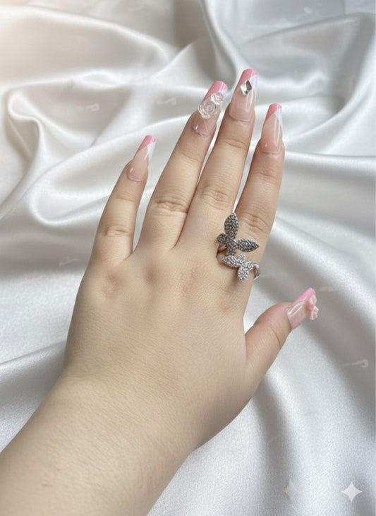 Crystal Butterfly Statement Ring