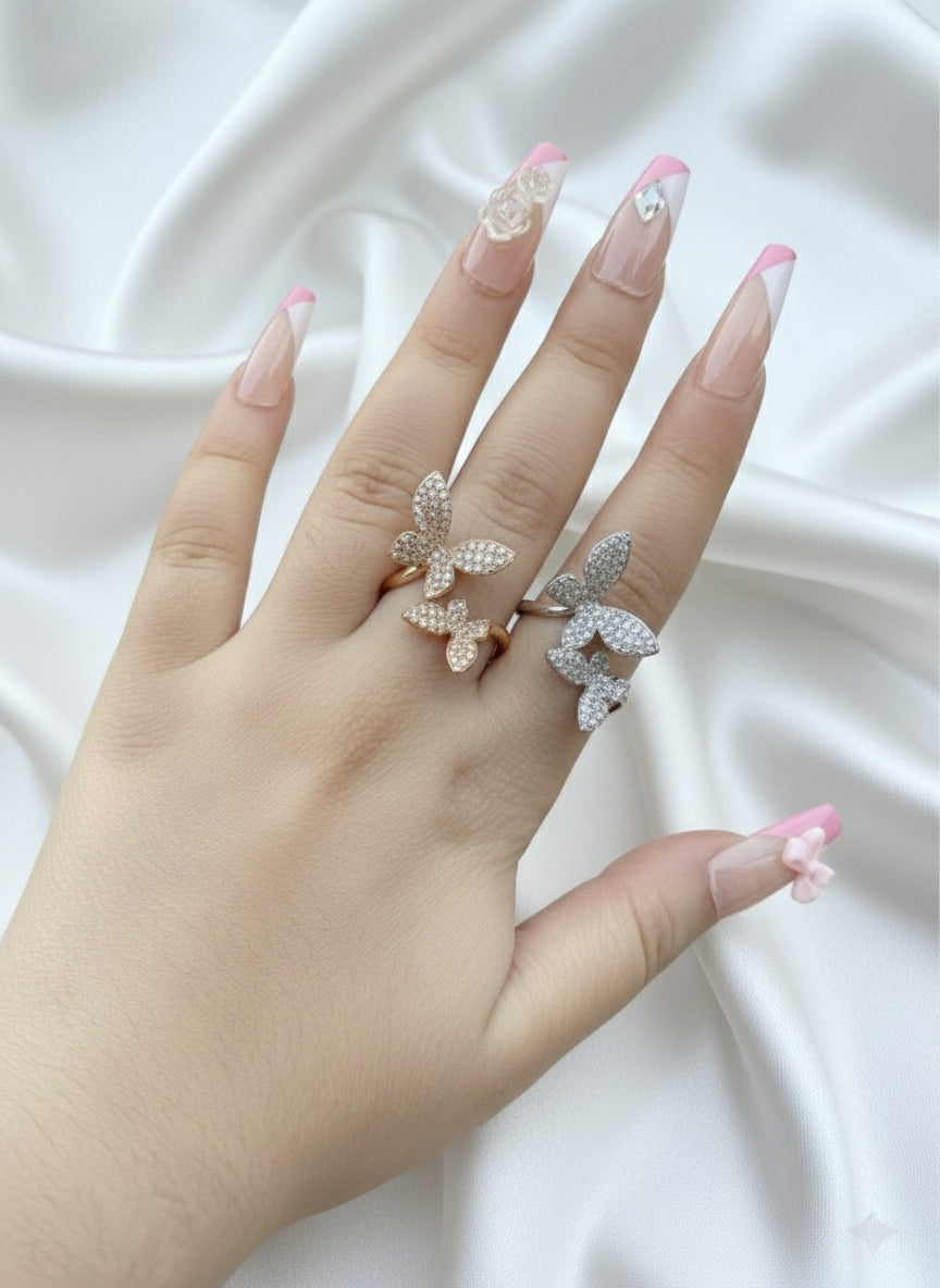 Crystal Butterfly Statement Ring
