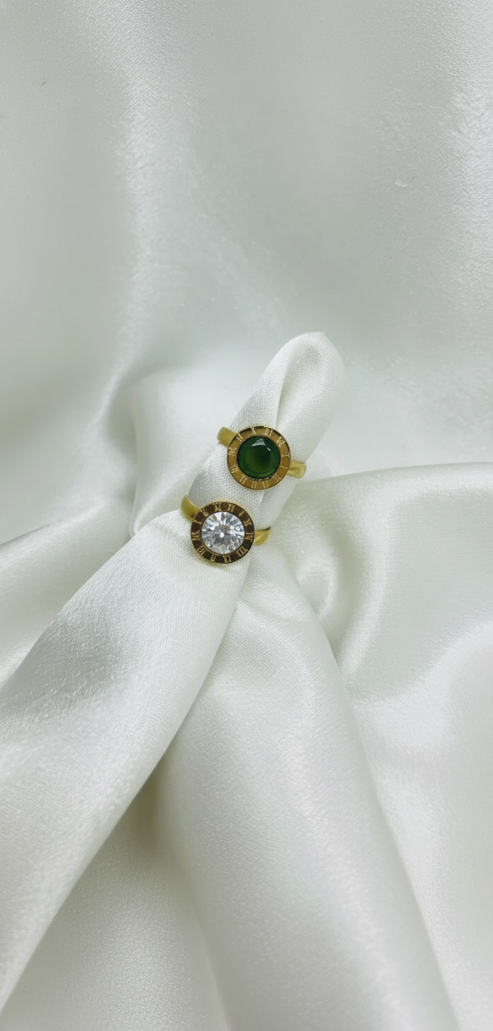 Roman Geometrical Stainless Steel Ring Set