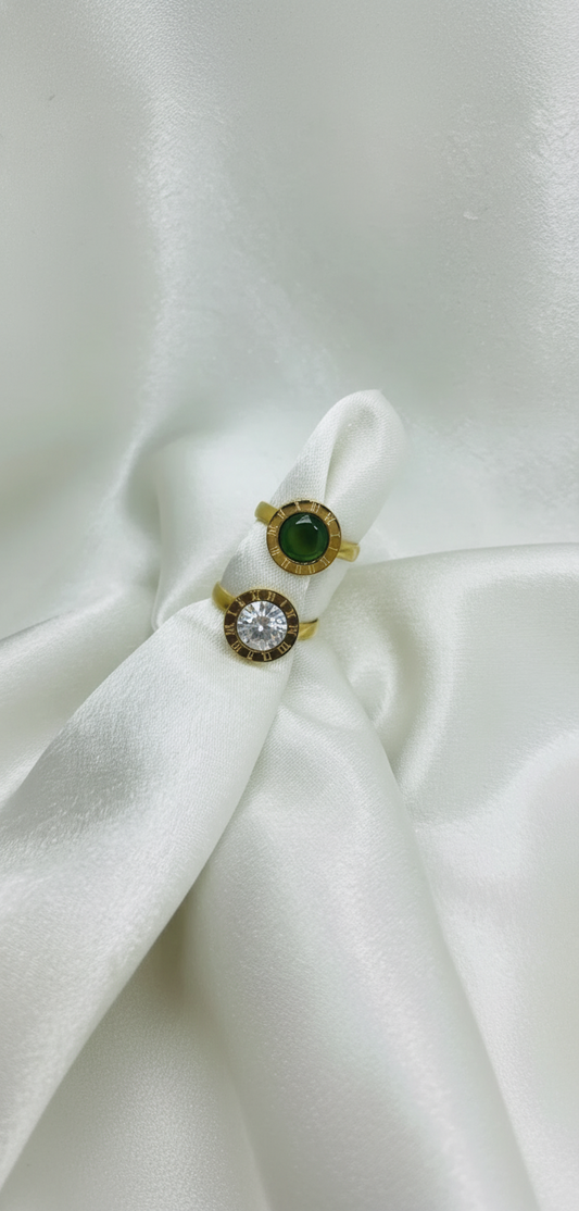 Roman Geometrical Stainless Steel Ring Set