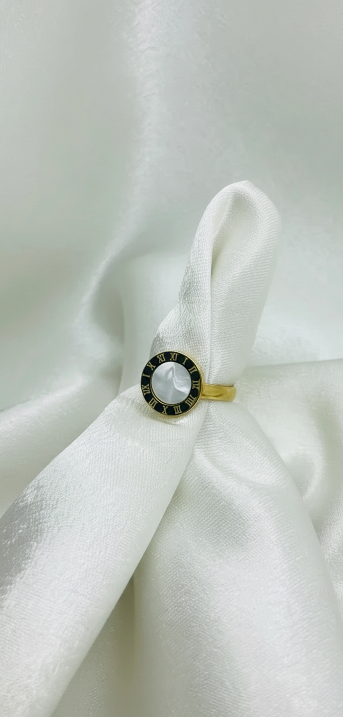 Roman Geometrical Stainless Steel Ring Set