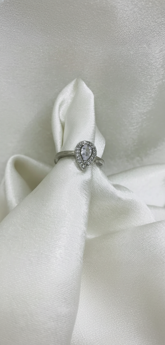 Sterling Silver Heart Halo Ring