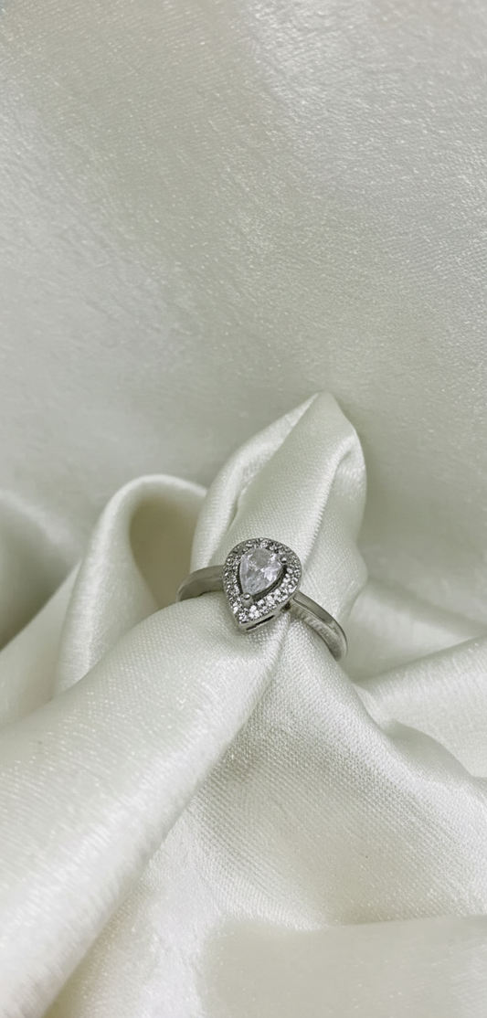 Sterling Silver Heart Halo Ring