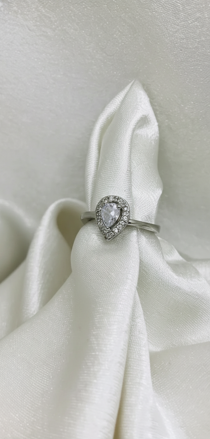 Sterling Silver Heart Halo Ring