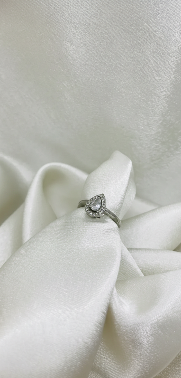 Sterling Silver Heart Halo Ring