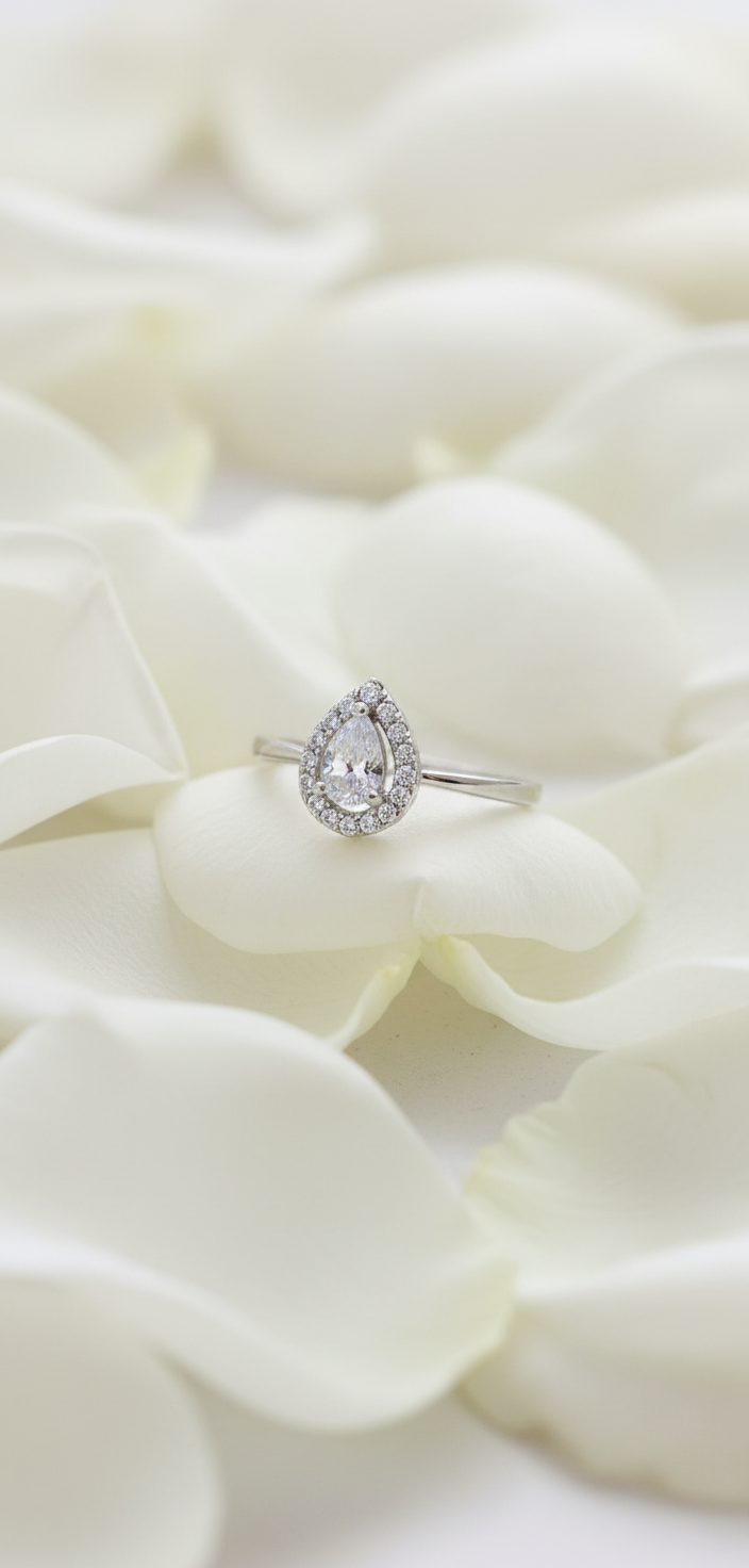 Sterling Silver Heart Halo Ring