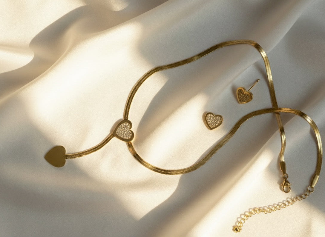 Crystal Heart Jewelry Set