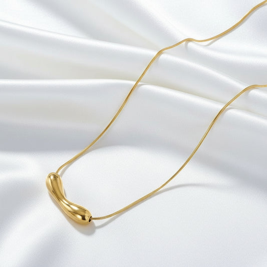 Abstract Curve Pendant with Snake Chain