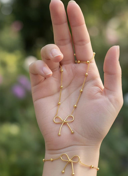 Delicate Bow Bracelet & Pendant