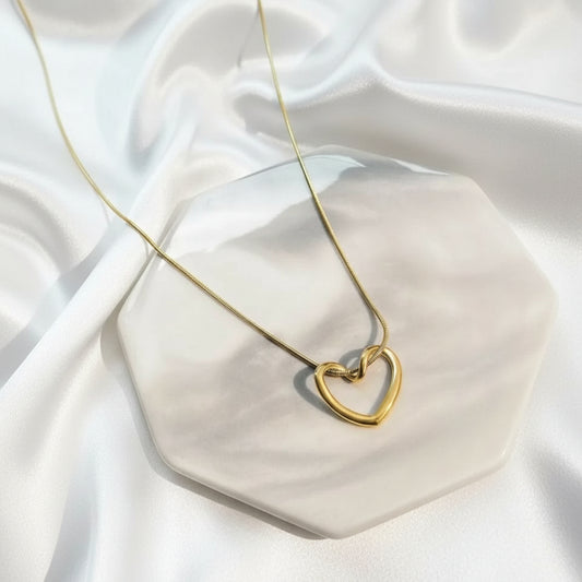 Open Heart Pendant with Snake Chain