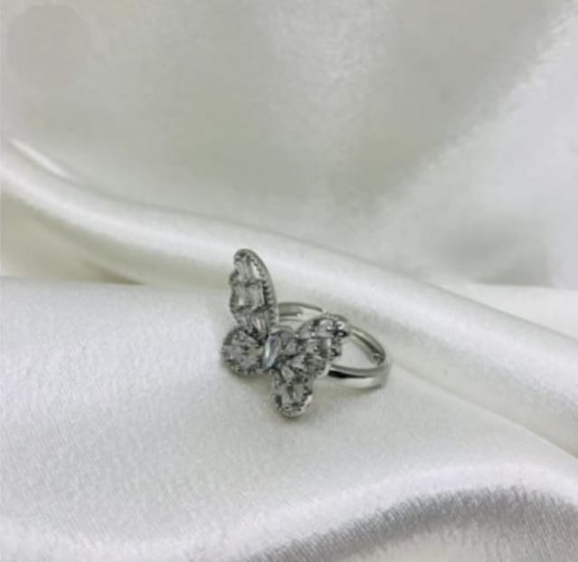 Crystal Butterfly Rings - Gold &; Silver Set
